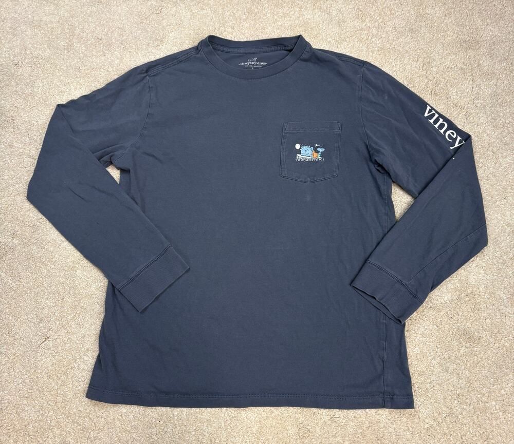 Vineyard Vines Kids' Happy Halloween Werewolf Graphic Long Sleeve Shirt Size L